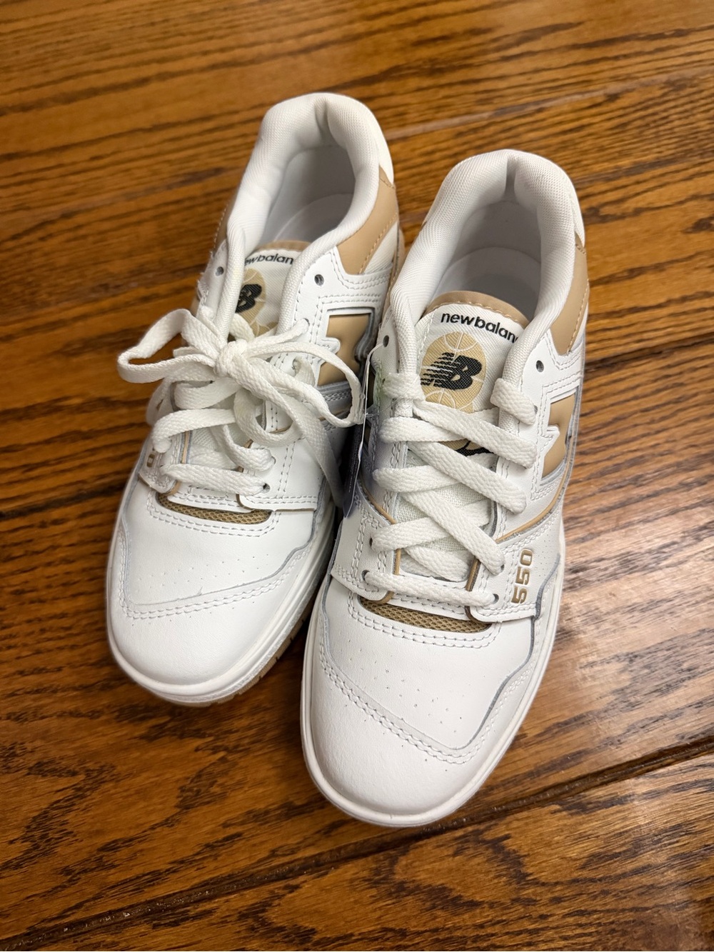 New Balance White and Tan 550 Women's Sneakers